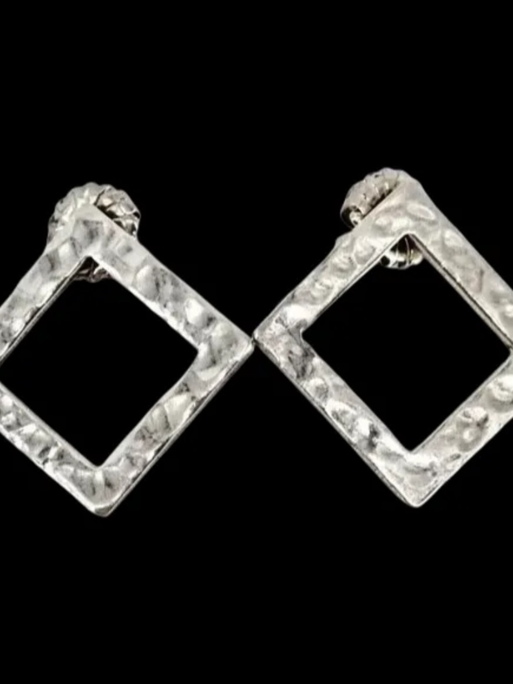 Hammered Sterling Silver .925 Square Post Stud Earrings 9.29 grams 1" x 1" - Picture 2 of 16